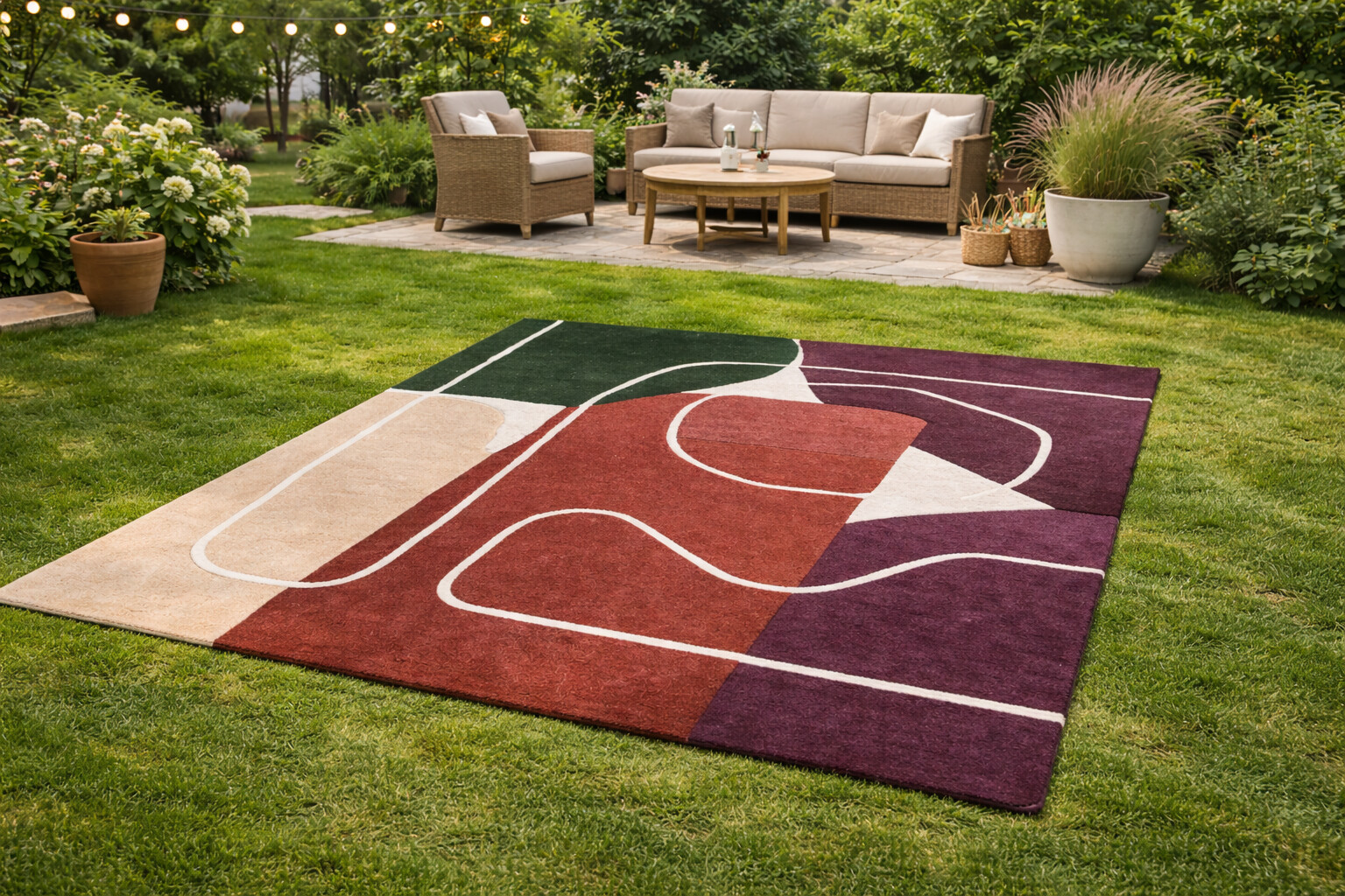 Stylish Earth Palette  Soft Lines Rug