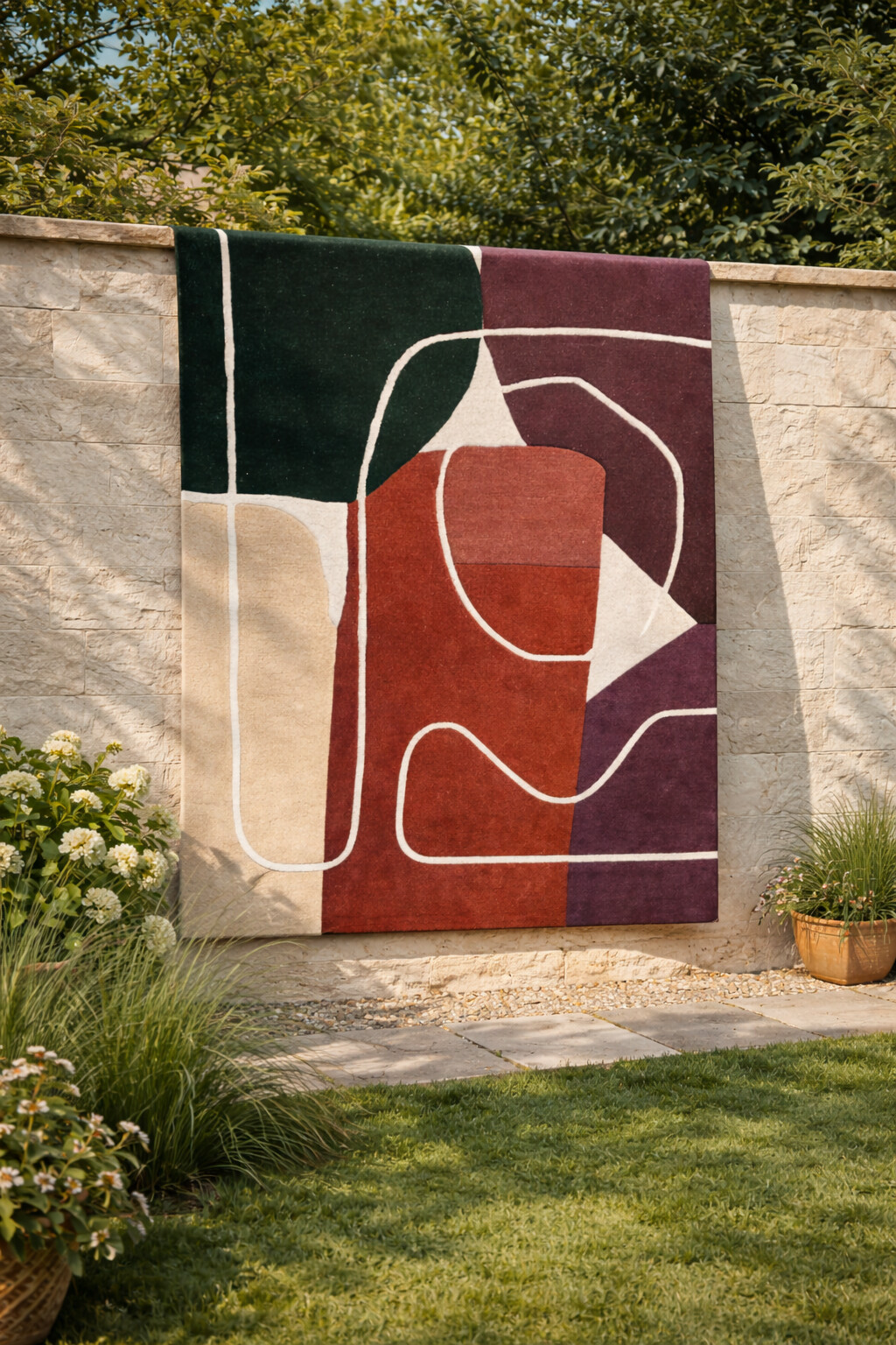 Stylish Earth Palette  Soft Lines Rug