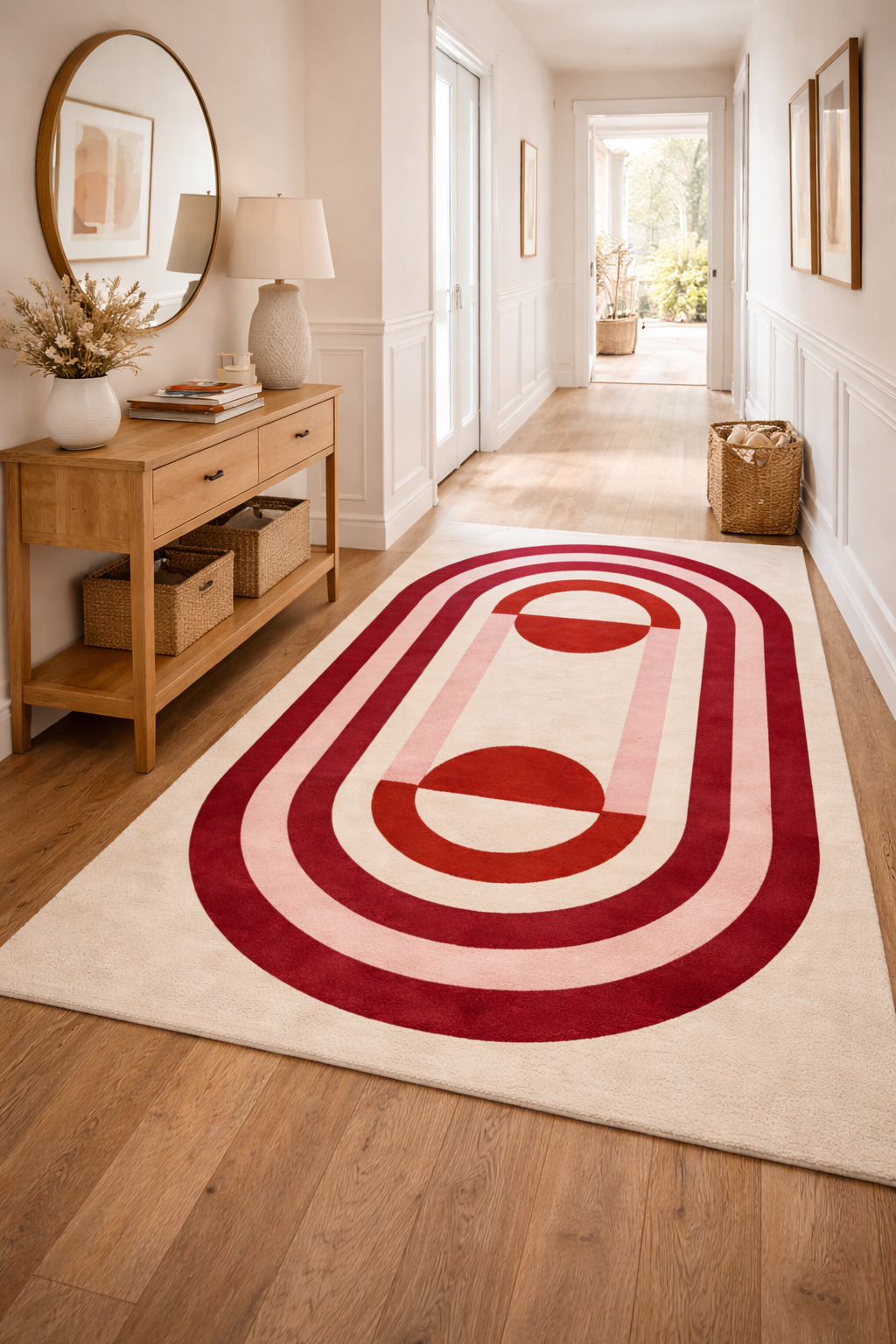 Stylish White Geometric Wool Area Rug - Available in 6x9 8x11 9x13 10x14 Sizes - Perfect for Hallways and Living Rooms - Rectangle Tufted Carpet