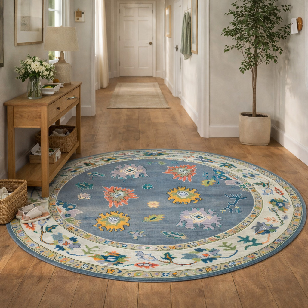 10x10 11x11 12x12 Handmade wool carpet Geometric design Round shape Large area rugs Hallway Living Dining space Knotted carpets
