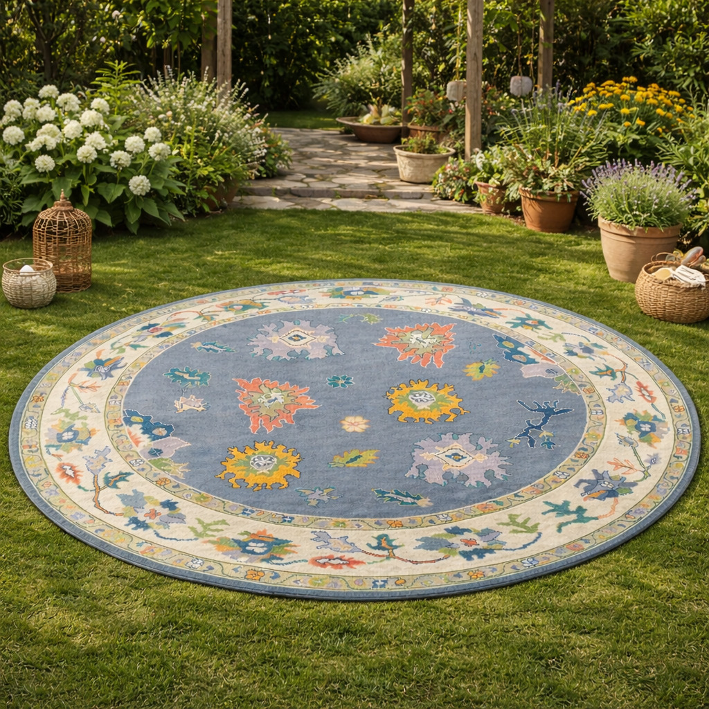 10x10 11x11 12x12 Handmade wool carpet Geometric design Round shape Large area rugs Hallway Living Dining space Knotted carpets