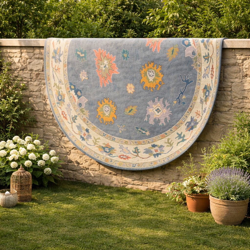 10x10 11x11 12x12 Handmade wool carpet Geometric design Round shape Large area rugs Hallway Living Dining space Knotted carpets