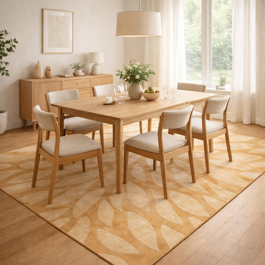 Handmade Beige Floral Wool Rug Modern Botanical Design Area Carpet for Living Room and Bedroom