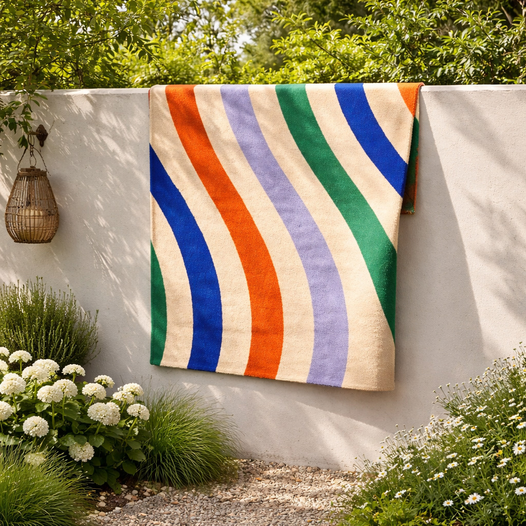 Multicolor Wavy Stripes Modern Area Rug Vibrant Contemporary Carpet for Living Room and Bedroom