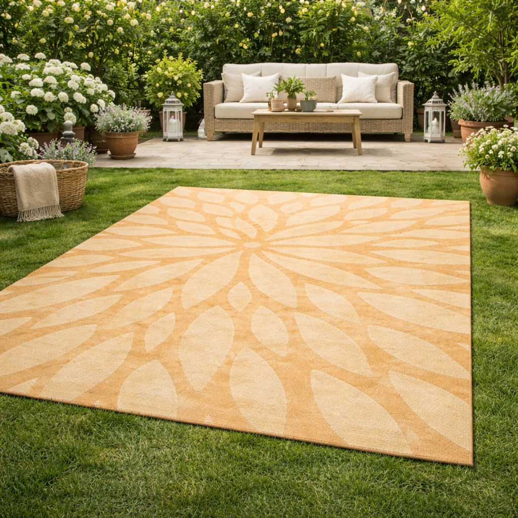 Handmade Beige Floral Wool Rug Modern Botanical Design Area Carpet for Living Room and Bedroom