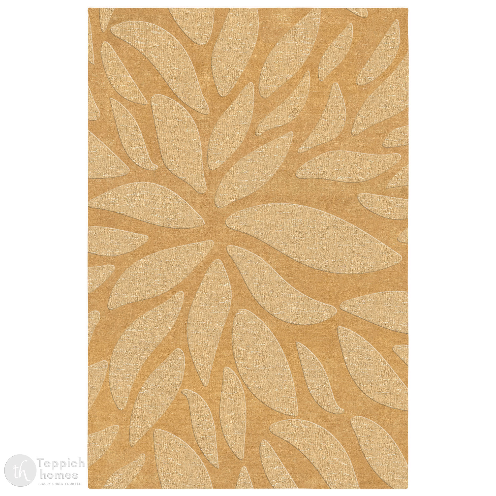 Handmade Beige Floral Wool Rug Modern Botanical Design Area Carpet for Living Room and Bedroom