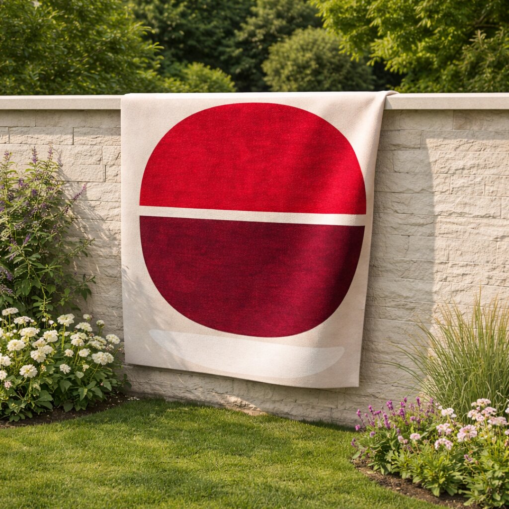 Red and Burgundy Geometric Wool Rug Handmade Modern Area Carpet for Living Room and Bedroom