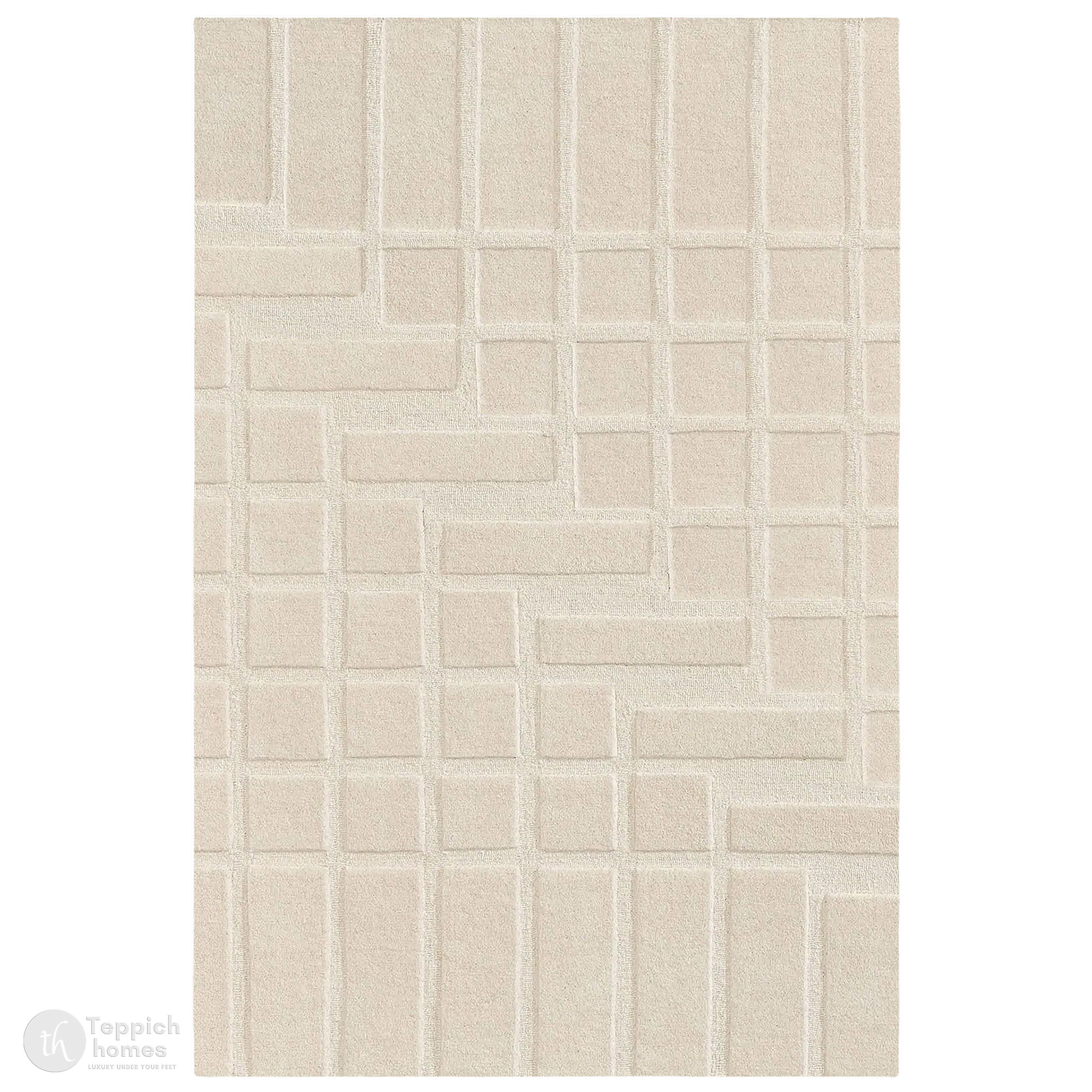 Modern Beige Geometric Area Rug Contemporary Minimalist Carpet for Living Room and Bedroom