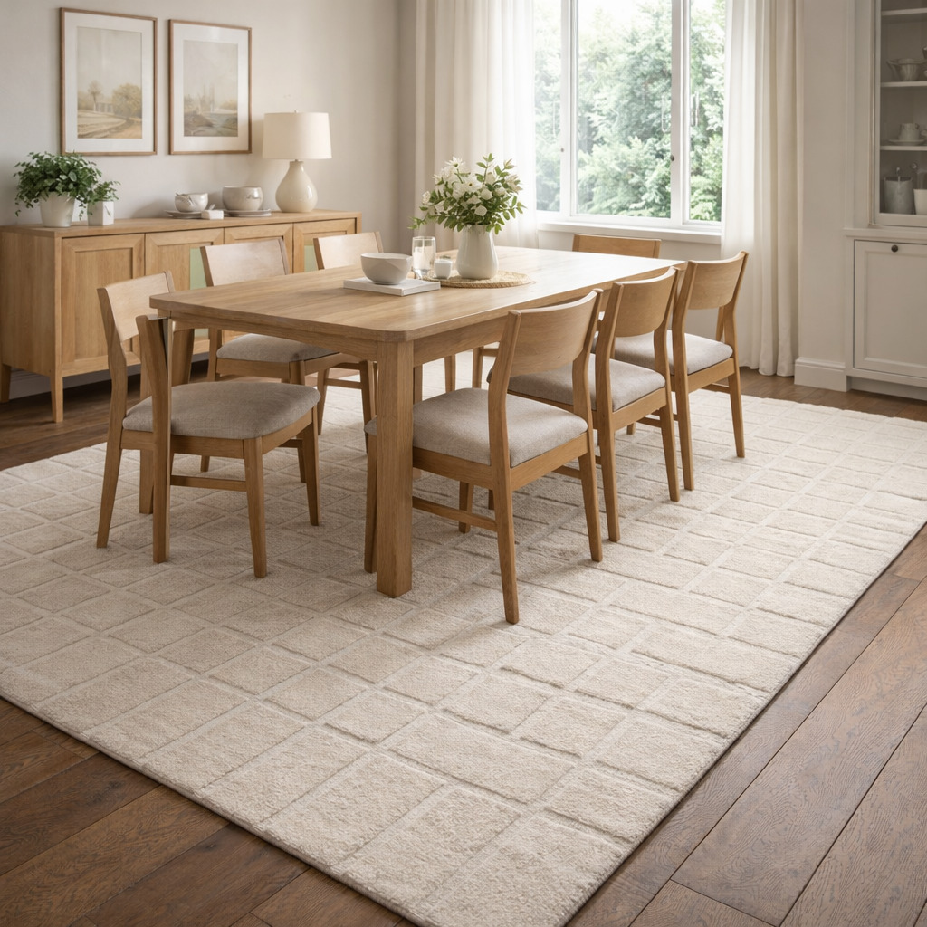 Modern Beige Geometric Area Rug Contemporary Minimalist Carpet for Living Room and Bedroom