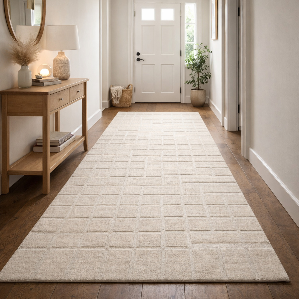 Modern Beige Geometric Area Rug Contemporary Minimalist Carpet for Living Room and Bedroom