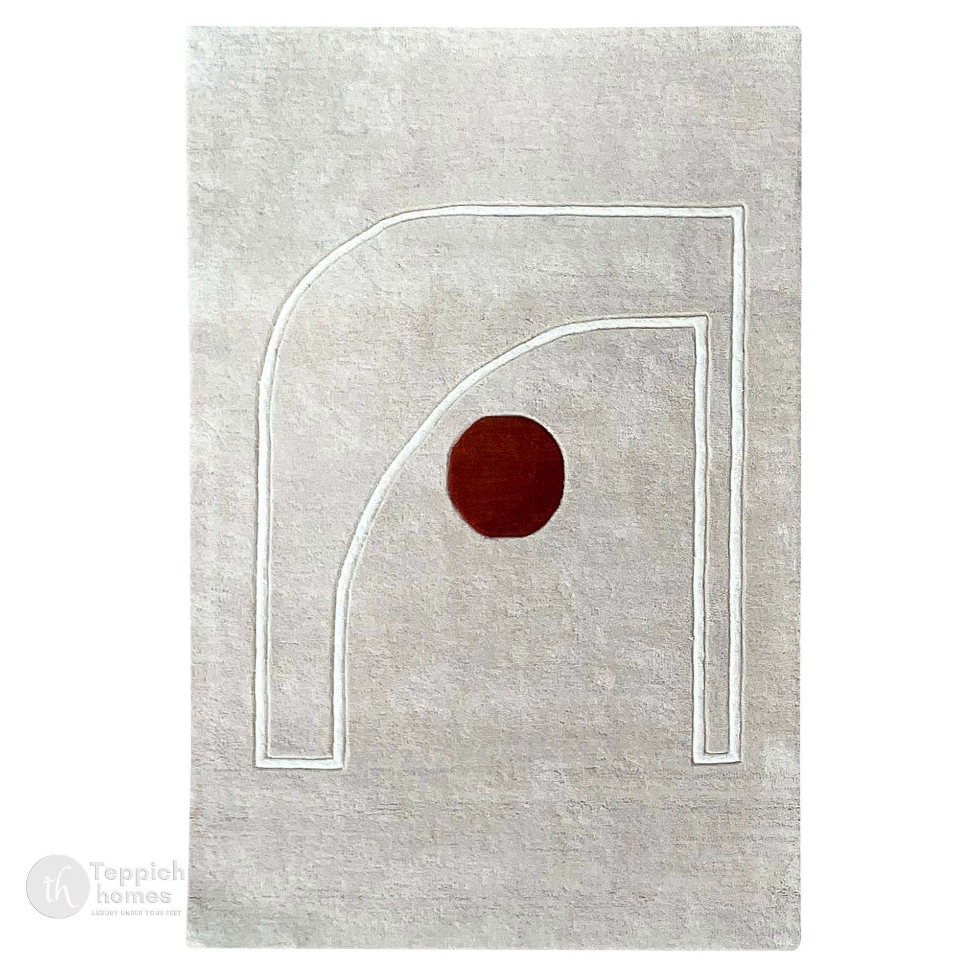 Minimal Grey Rug with Terracotta Circle