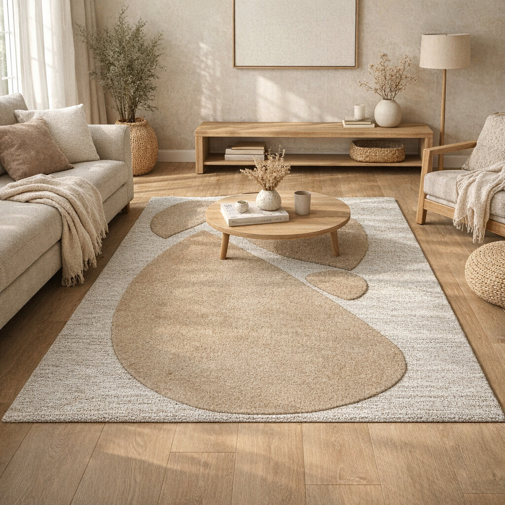 Bedroom area rugs  Geometric carpet  Tufted rug  8x13 9x10 10x13 11x12  Woolen carpet  Ivory and Beige color