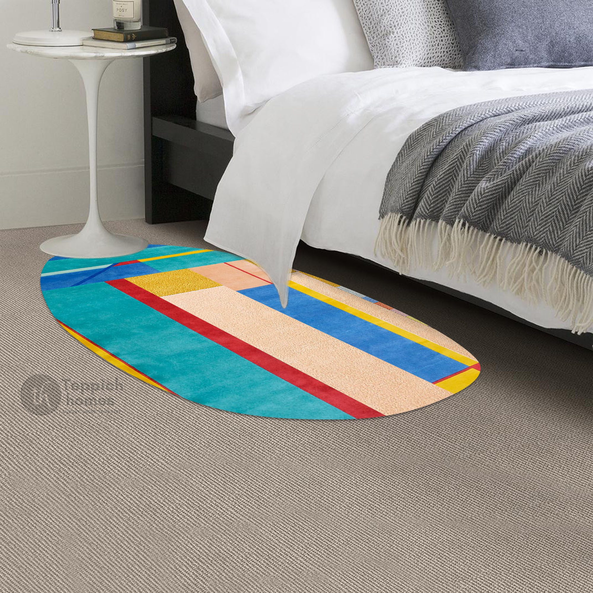 Colour Blocks Violet Rug Modern Color Block 12x15 Oval Rug