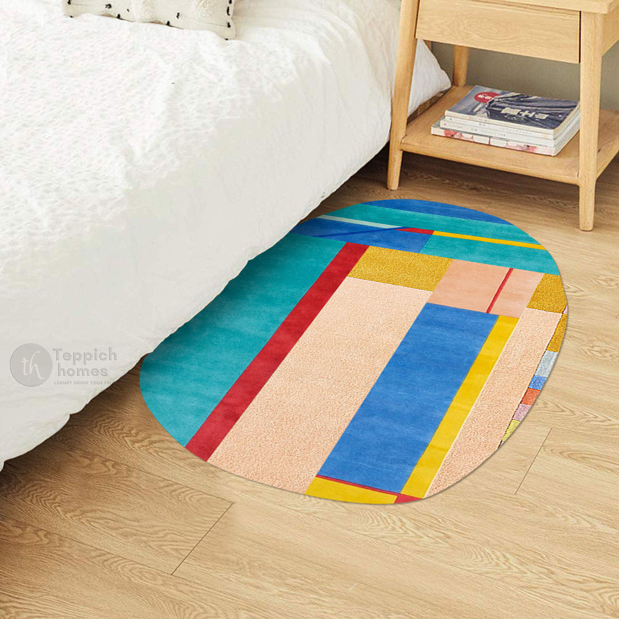 Colour Blocks Violet Rug Modern Color Block 12x15 Oval Rug