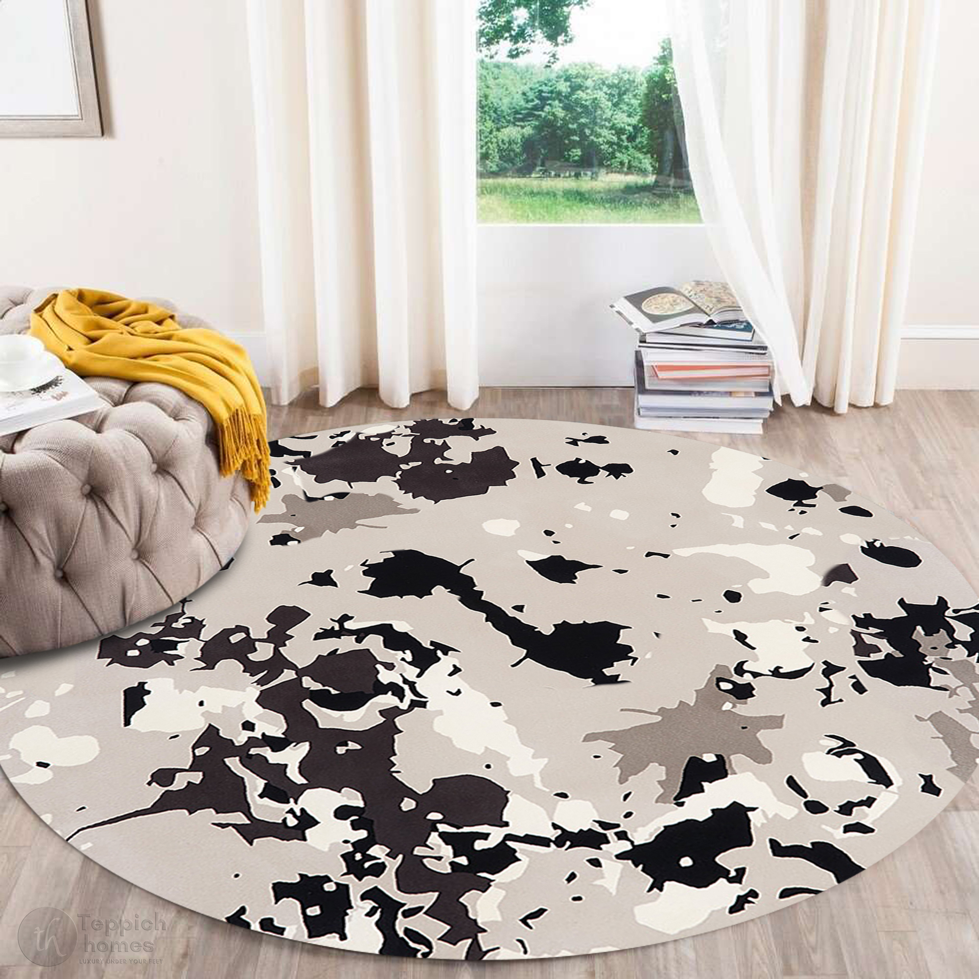 Hand Tufted Wool Rug Black  Grey Bedroom Living Room Hallway Kitchen and Dining Room Available in 5x5 7x7 9x9 13x13 Sizes