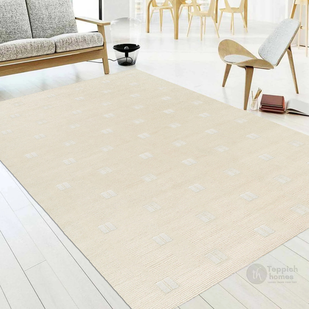 Muted Grid Wool Rug | 12x15 ft