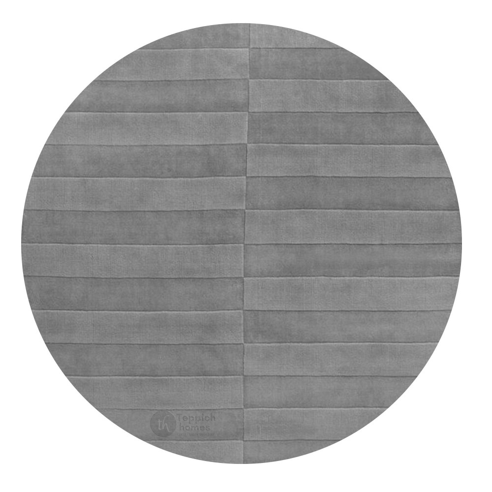 Image of Round Grey Rug, 5x5, Tufted, 8x8, Wool Area Rug, Living Room, 9x9, 10x10, Round Rug, Bedroom