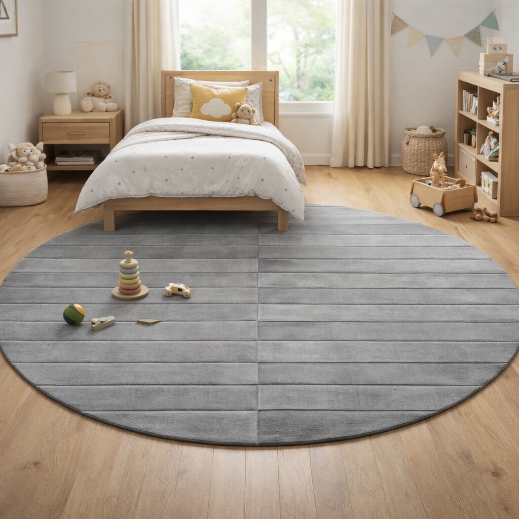 Round Grey Rug 5x5 Tufted 8x8 Wool Area Rug Living Room 9x9 10x10 Round Rug Bedroom