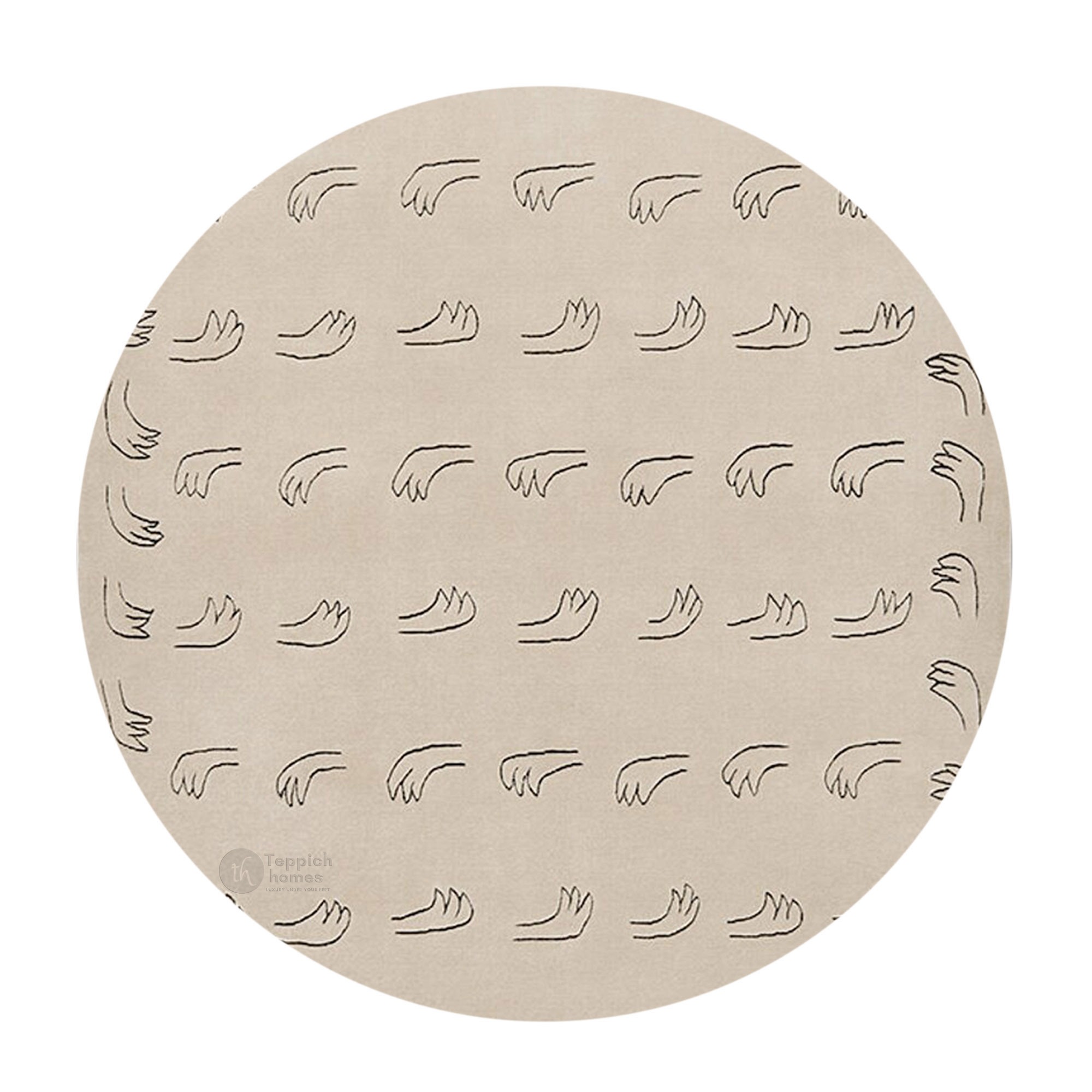 Round Rug Beige Tufted 8x8 9x9 10x10 16x16 Geometric Hand Rug Tufte Dinning Room