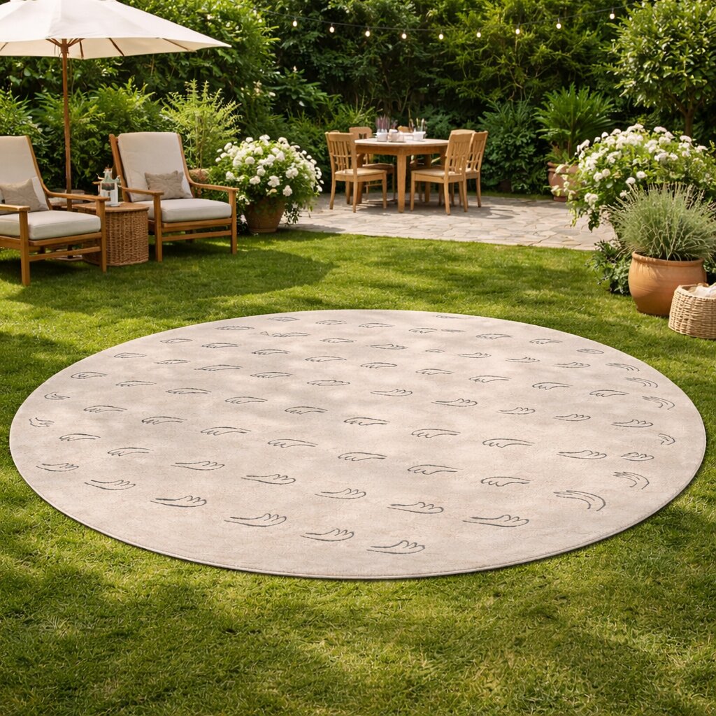 Round Rug Beige Tufted 8x8 9x9 10x10 16x16 Geometric Hand Rug Tufte Dinning Room
