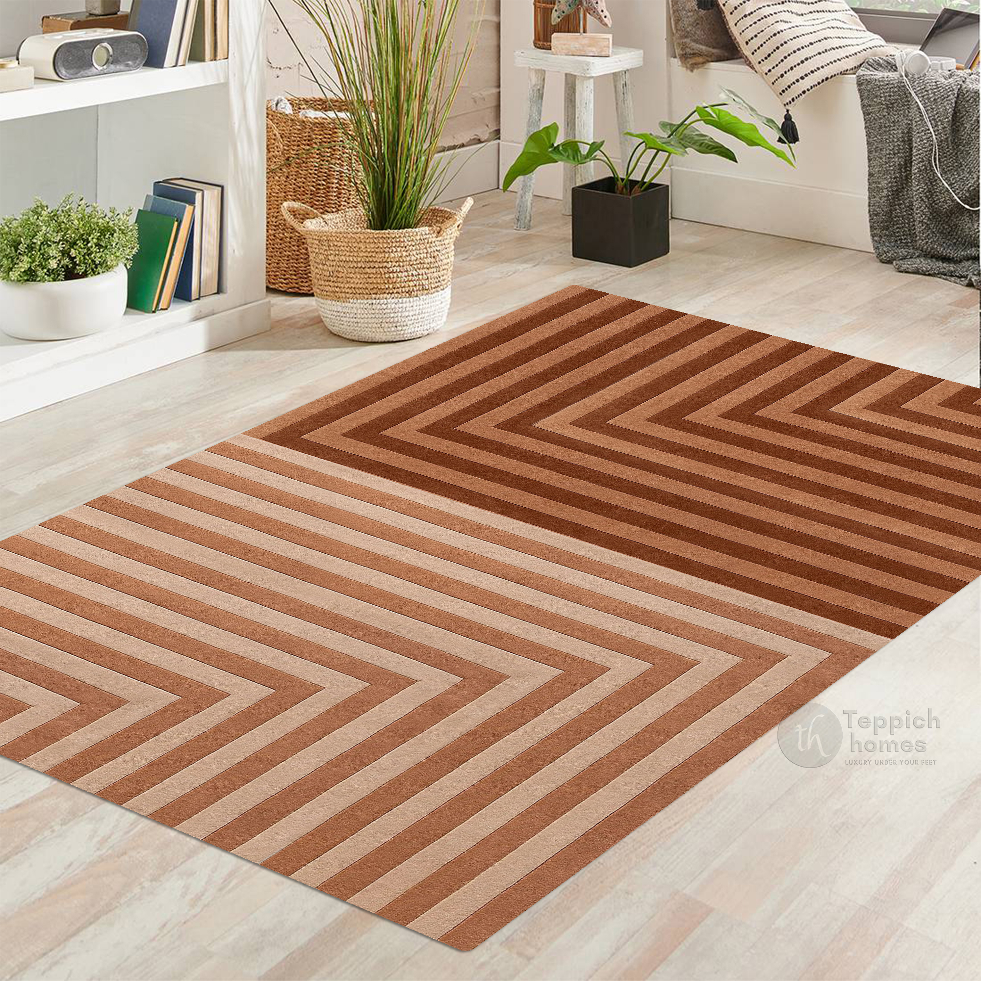 Modern Dual Tone Linear Rectangular Rug 8x10