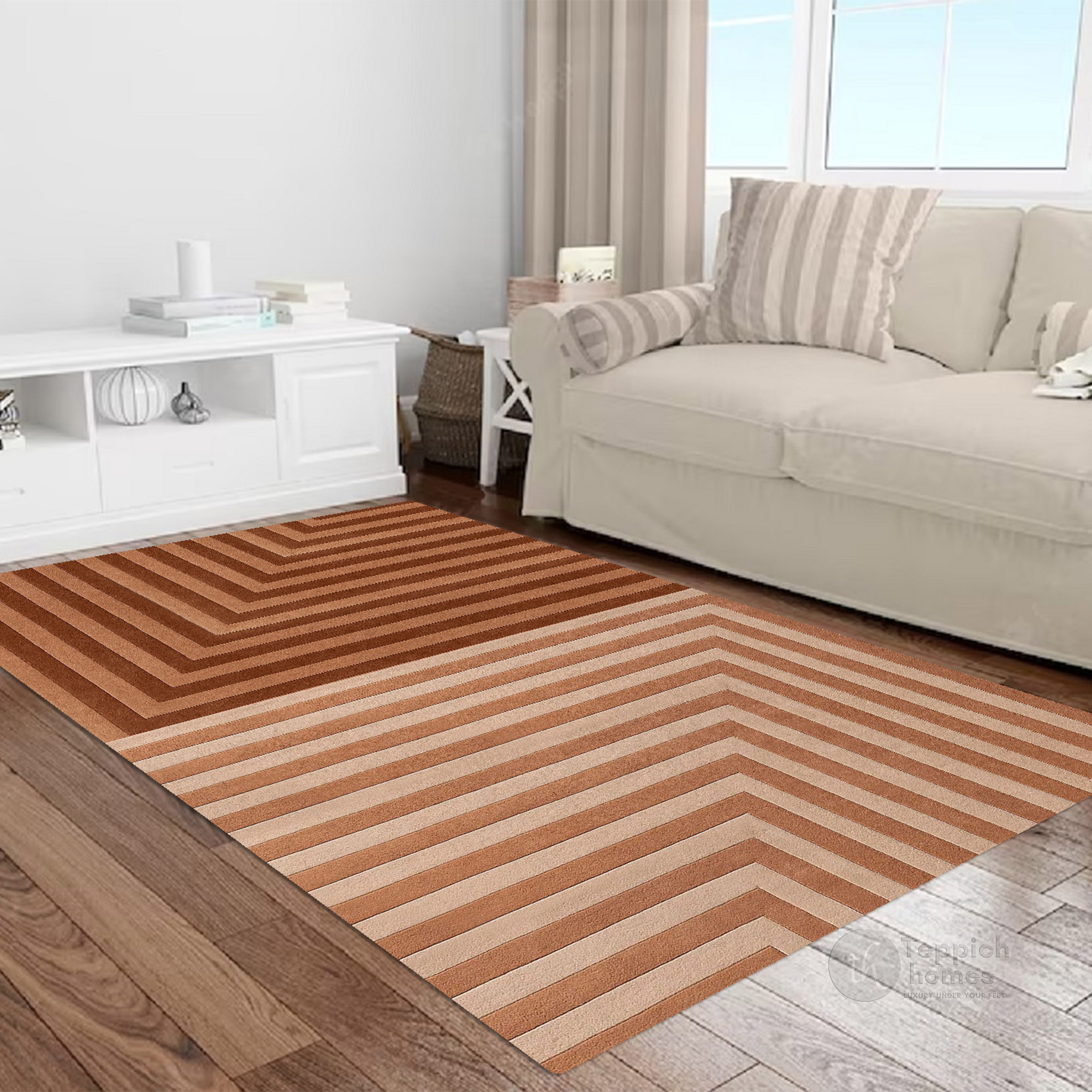 Modern Dual Tone Linear Rectangular Rug 12x18