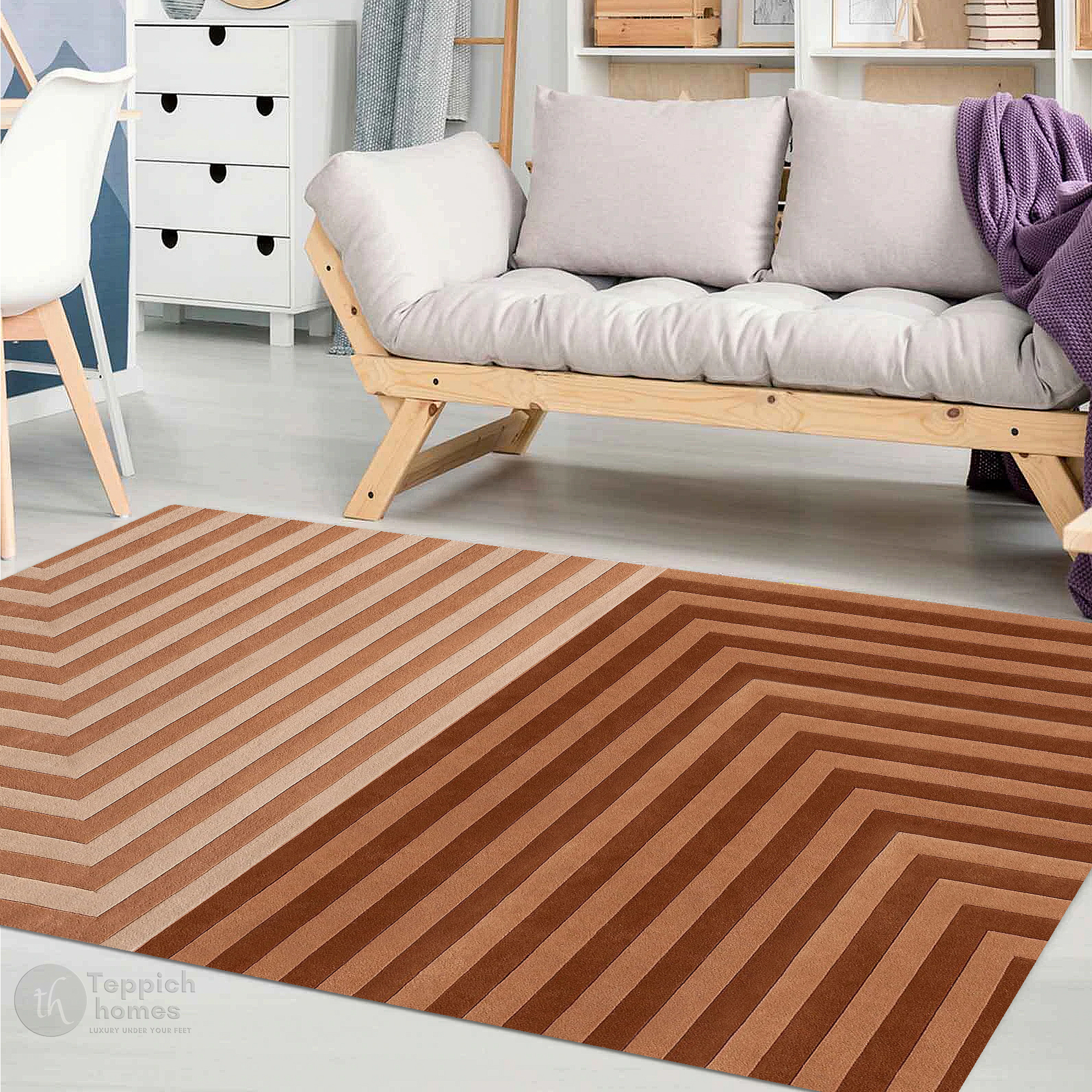 Modern Dual Tone Linear Rectangular Rug 10x14