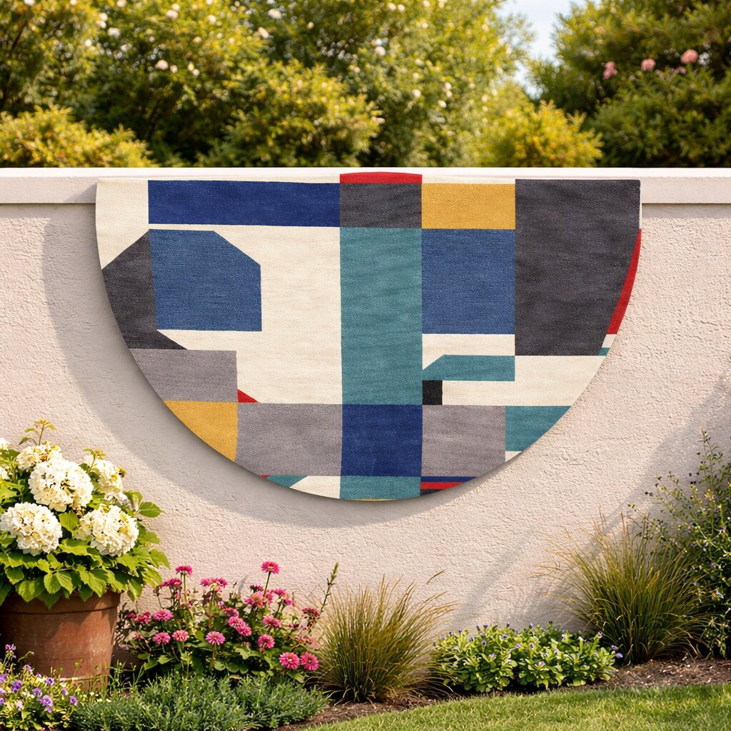 Harmony in Motion Hand Tufted Abstract Rug  Round Area Shape Carpet for Bedroom