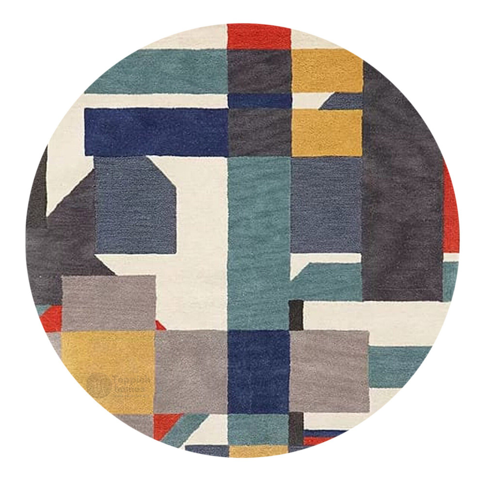 Image of Harmony in Motion Hand Tufted Abstract Rug | Round Area Shape Carpet for Bedroom