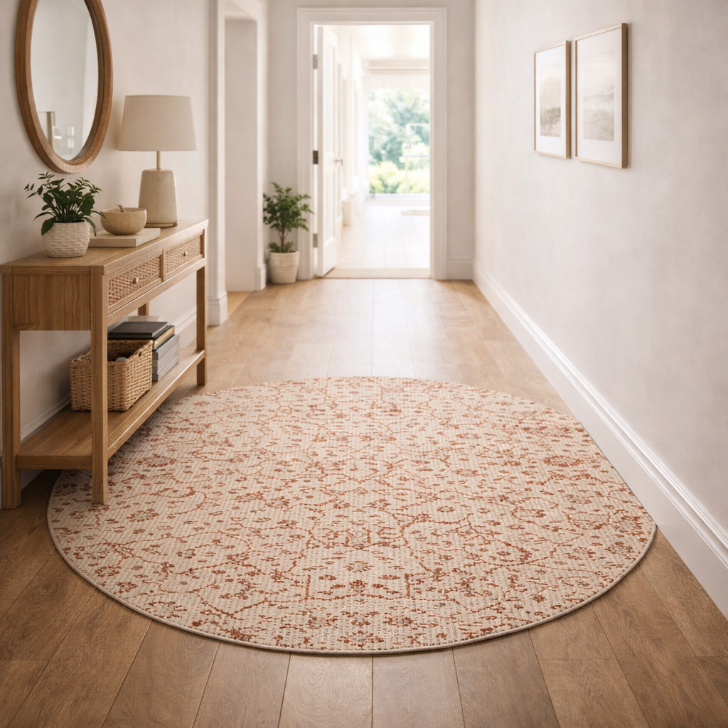 Hand Knotted Round Rugs Pink Color 9x9 10x10 11x11 12x12 Sizes for Hallway Bedroom Living Room Luxurious Wool Area Carpets