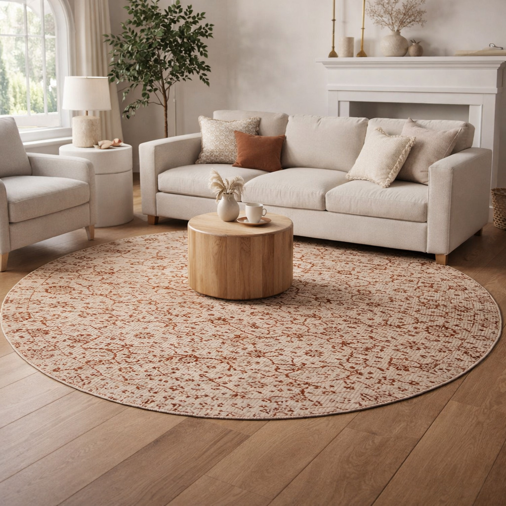 Hand Knotted Round Rugs Pink Color 9x9 10x10 11x11 12x12 Sizes for Hallway Bedroom Living Room Luxurious Wool Area Carpets