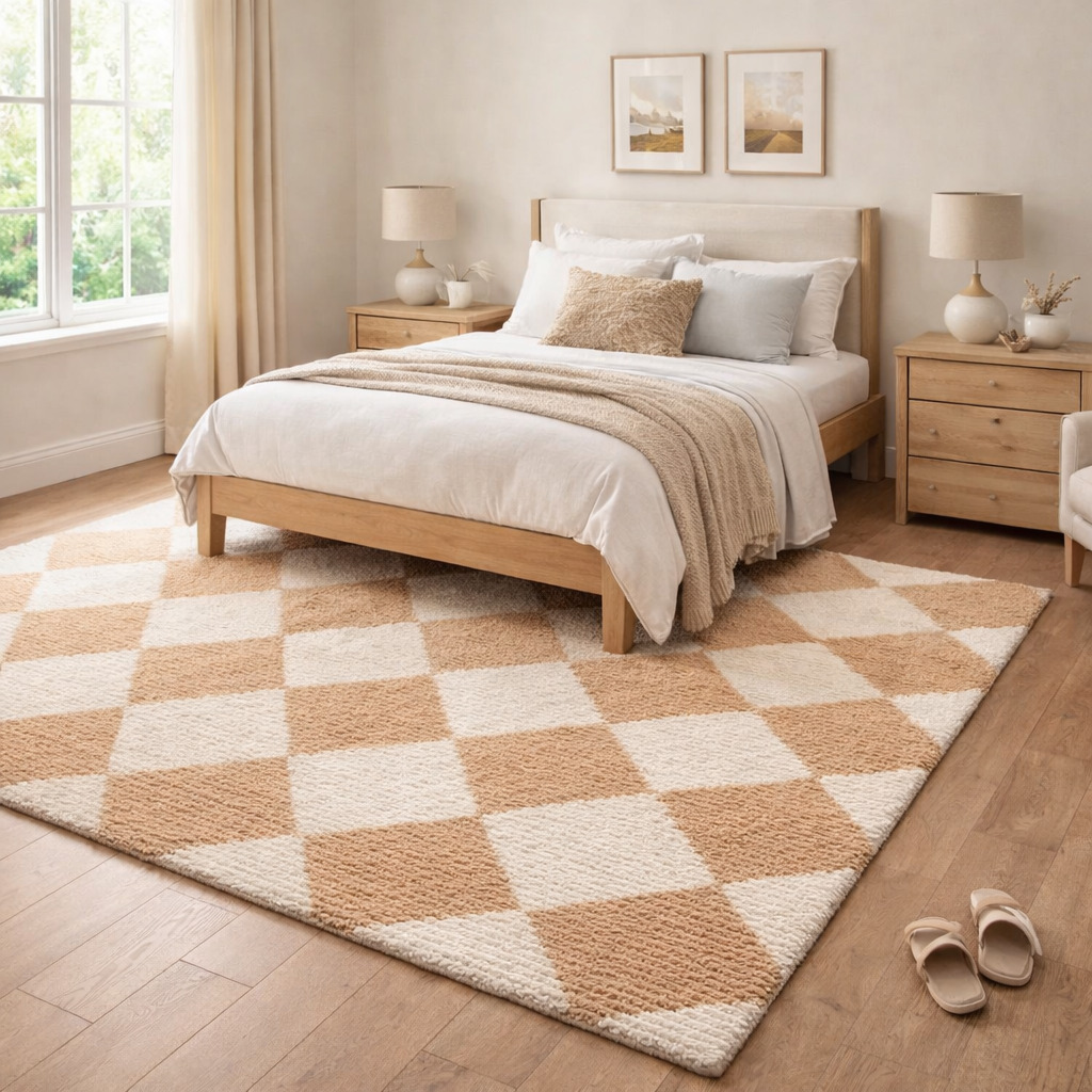 Hand-tufted Rugs  Cream Kite Design Wool Rug for Bedroom and Living Space