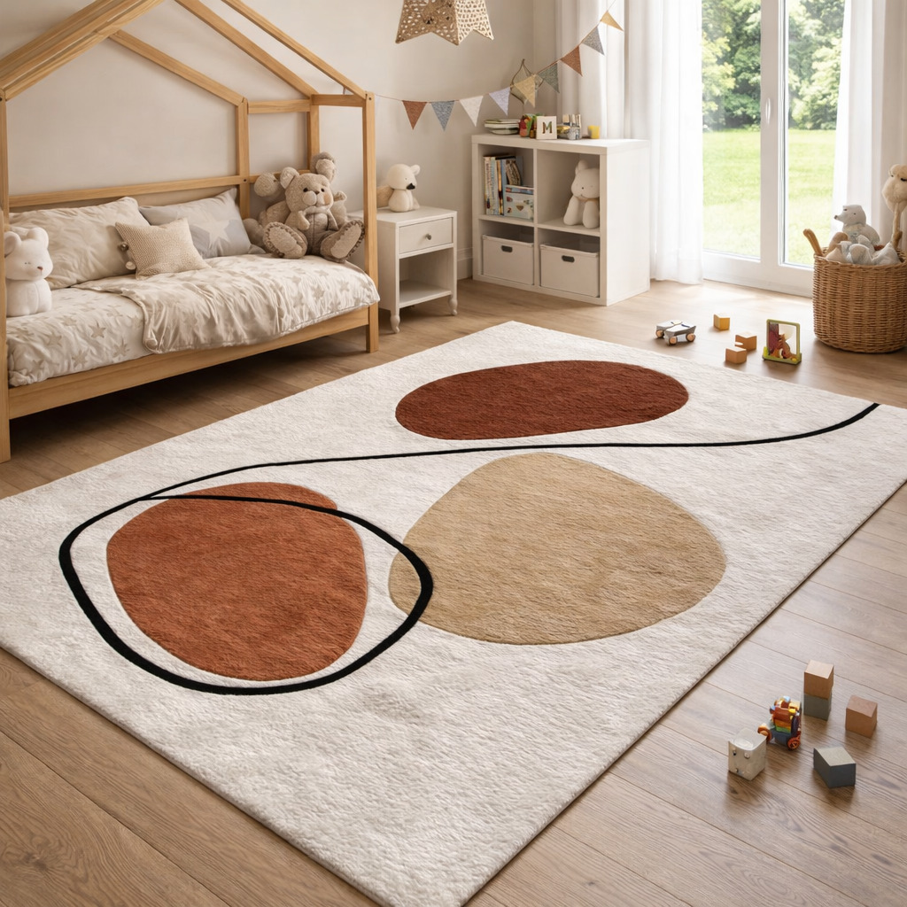 Neutral Tone Artistic Floor Rug