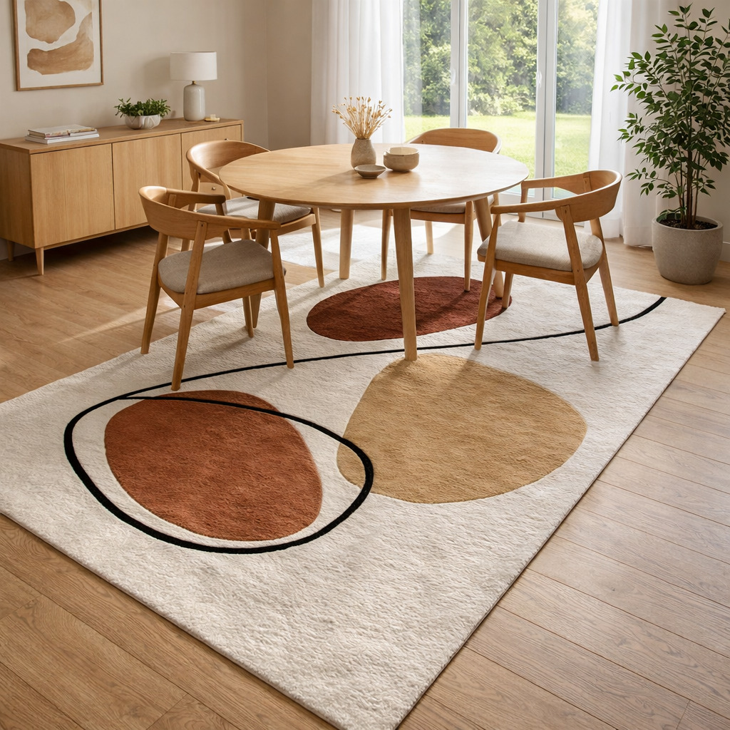 Neutral Tone Artistic Floor Rug