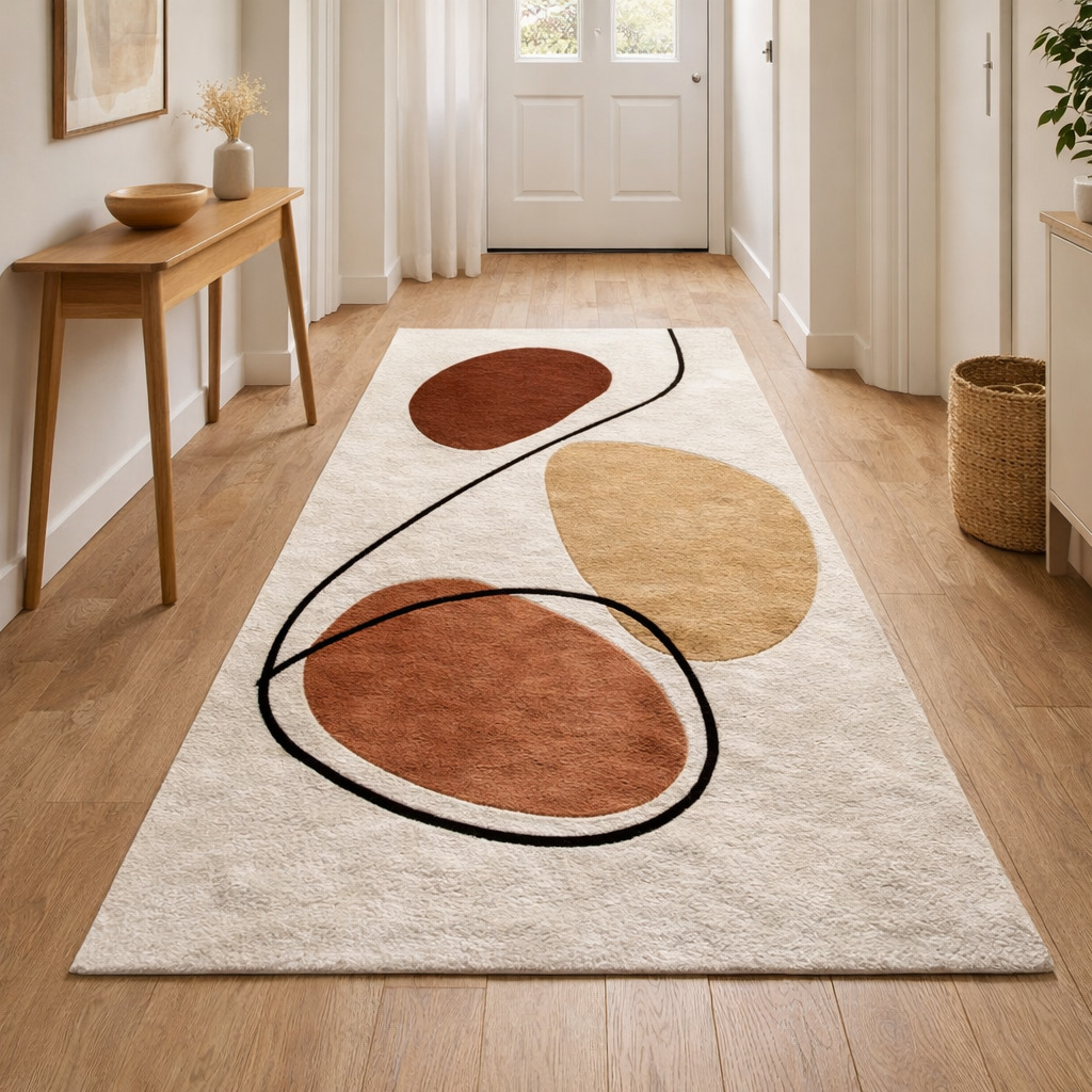 Neutral Tone Artistic Floor Rug