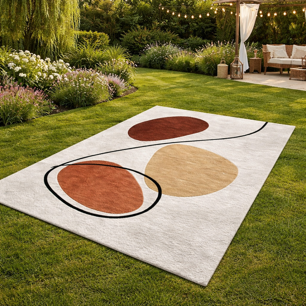 Neutral Tone Artistic Floor Rug