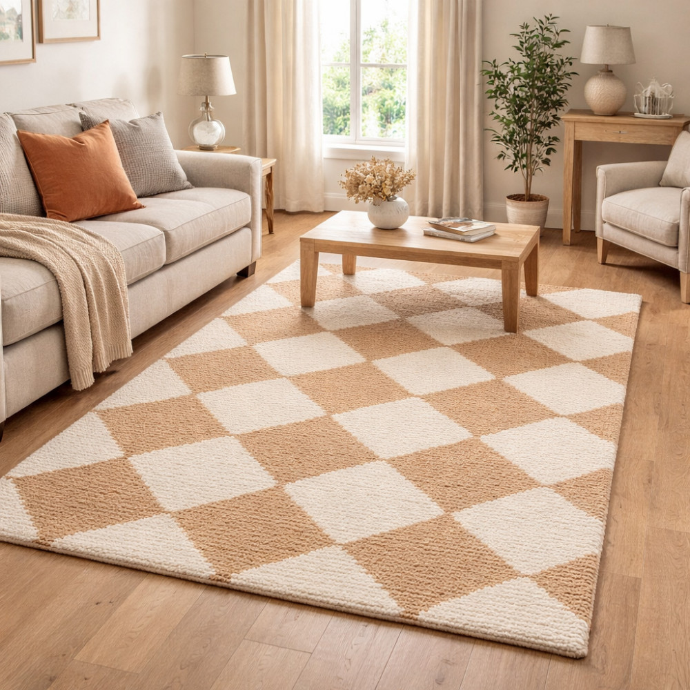 Image of Hand-tufted Rugs | Cream Kite Design Wool Rug for Bedroom and Living Space