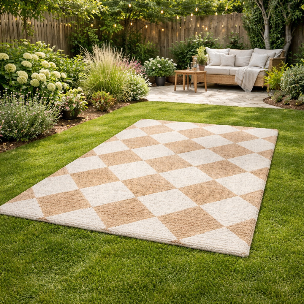 Hand-tufted Rugs  Cream Kite Design Wool Rug for Bedroom and Living Space