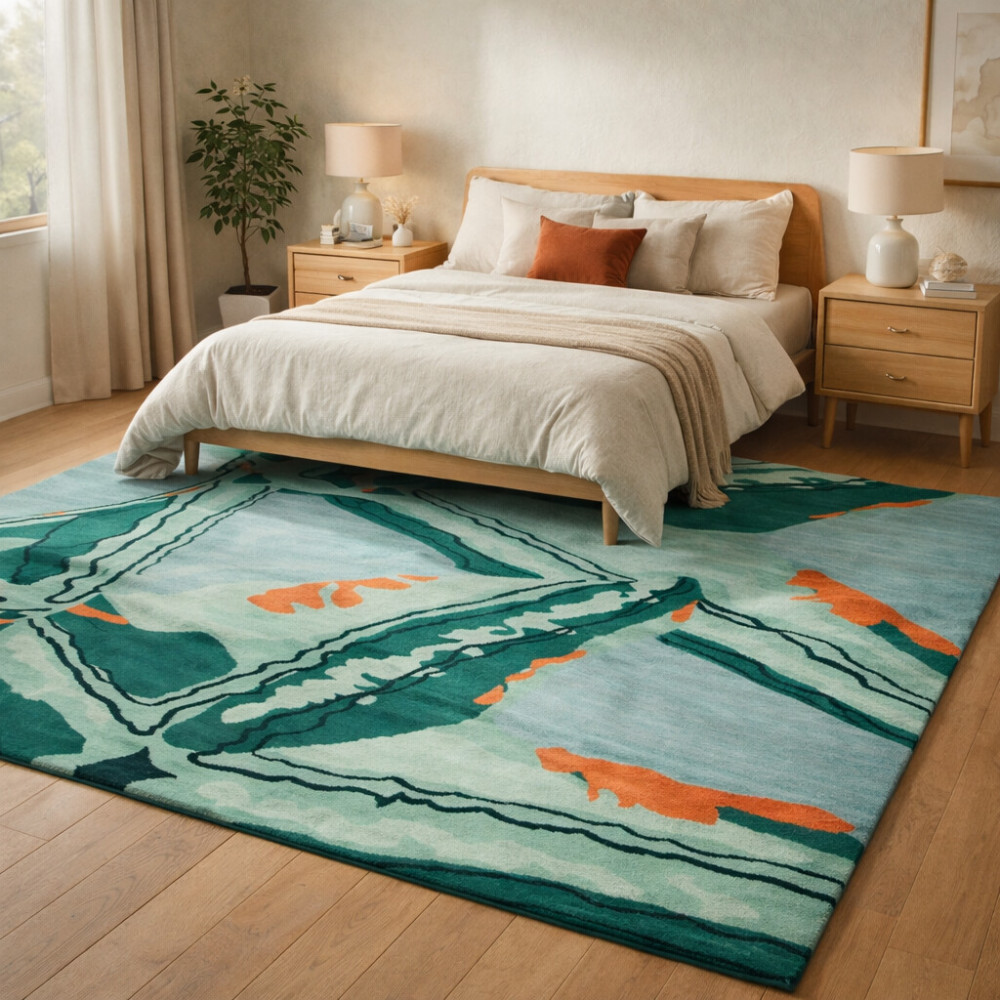 Image of Hand Tufted Stella Multicolor Rug Rug for Bedroom and Living Space