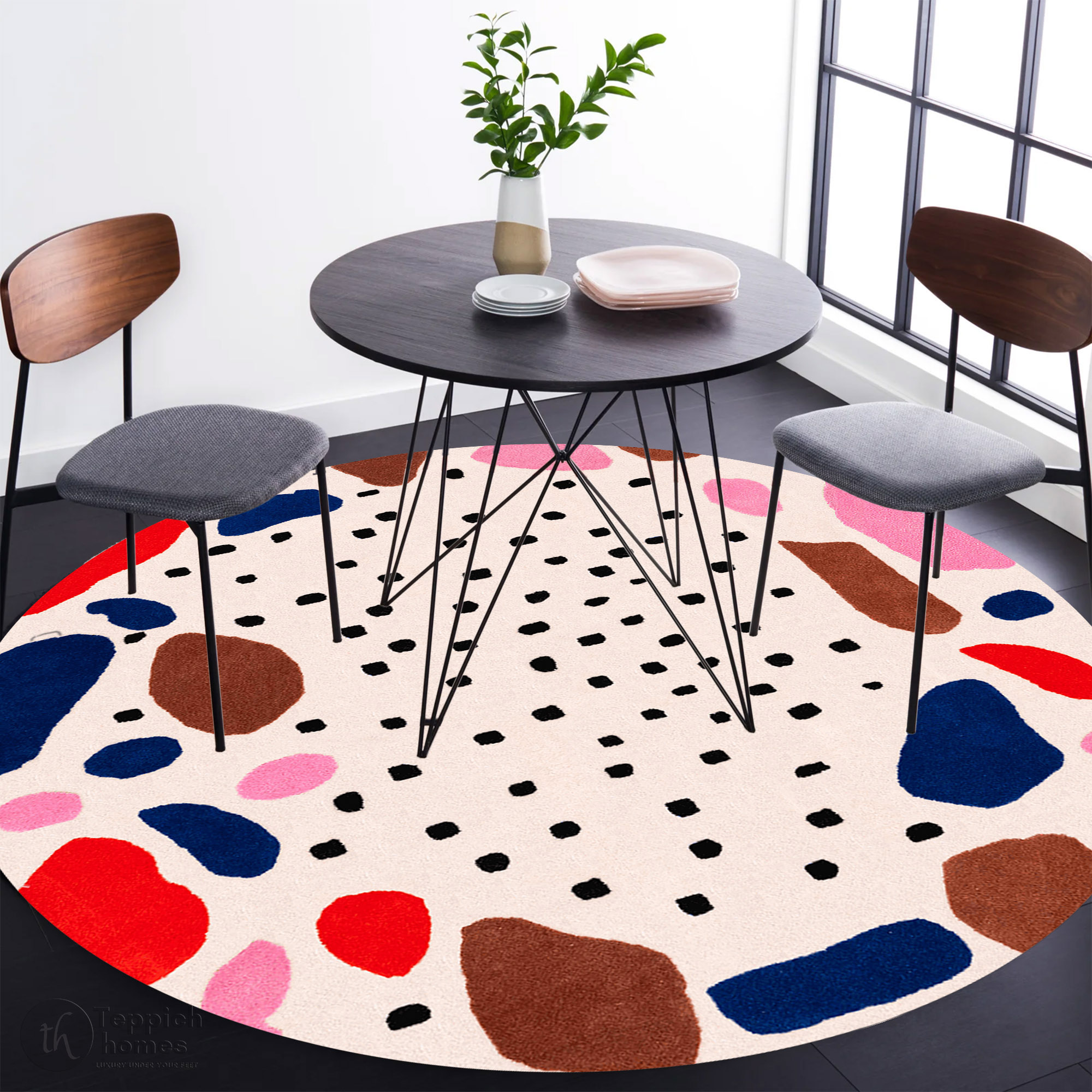 10x10 Neon Rug Geometric area rug, Round shape, 10x10 Hand tuft carpet, Rugs for ...