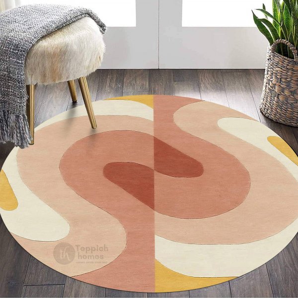 Handmade Tufted Pop Retro Round Rug for Bedroom and Living Space