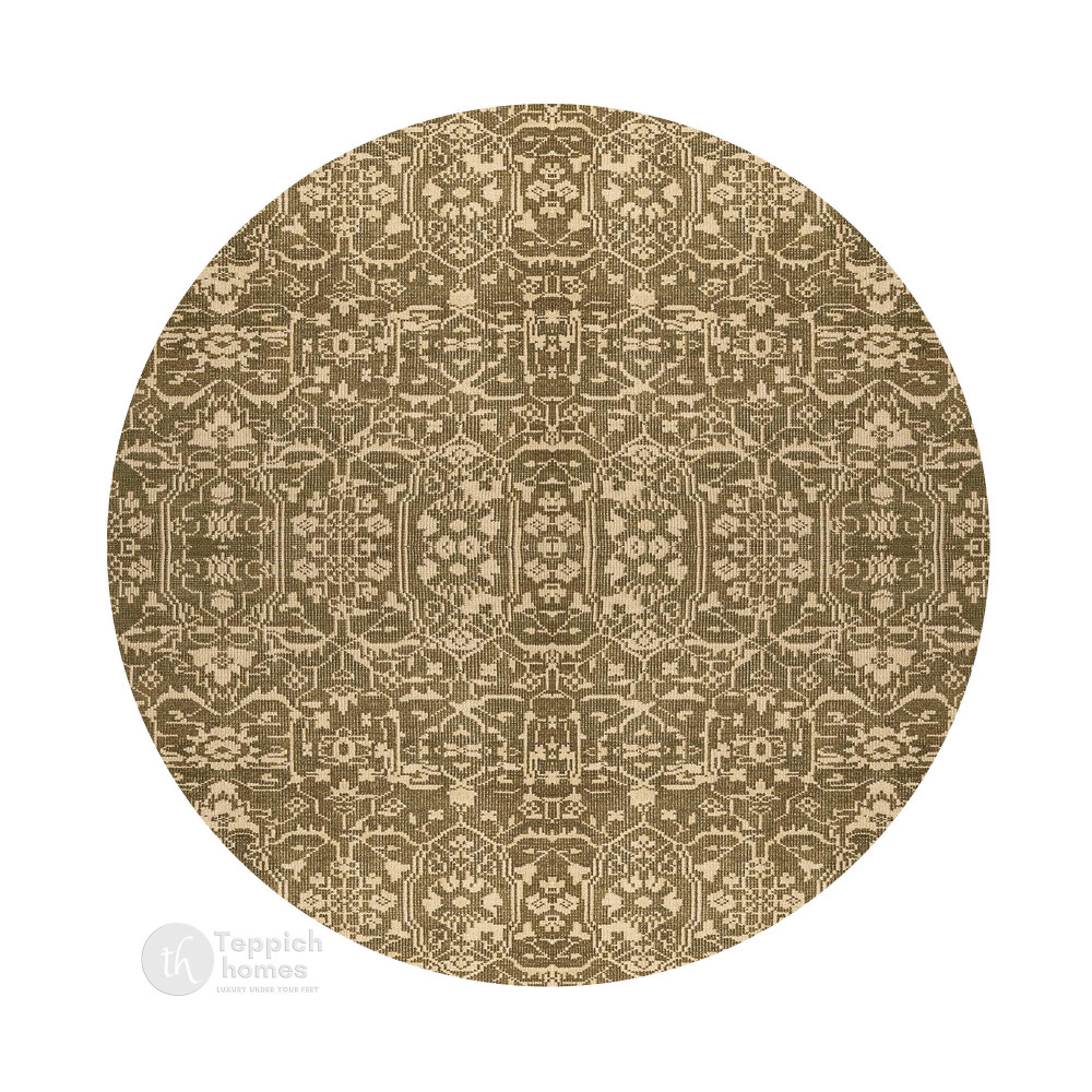 Image of Hand Knotted Round Area Rug in Sage Green, Premium Wool Carpet for Bedroom, Living Room, 8x8, 9x9, 10x10, 11x11