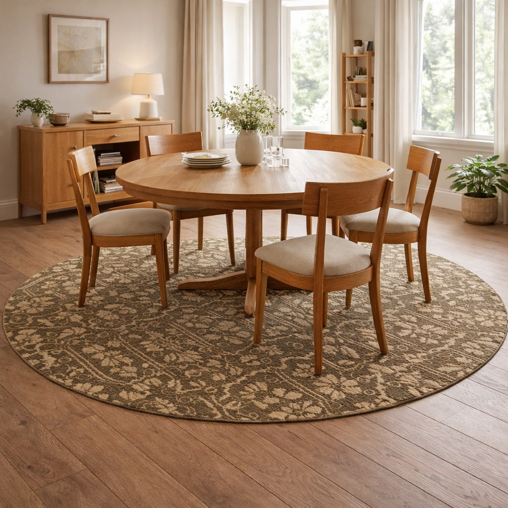 Hand Knotted Round Area Rug in Sage Green Premium Wool Carpet for Bedroom Living Room 8x8 9x9 10x10 11x11