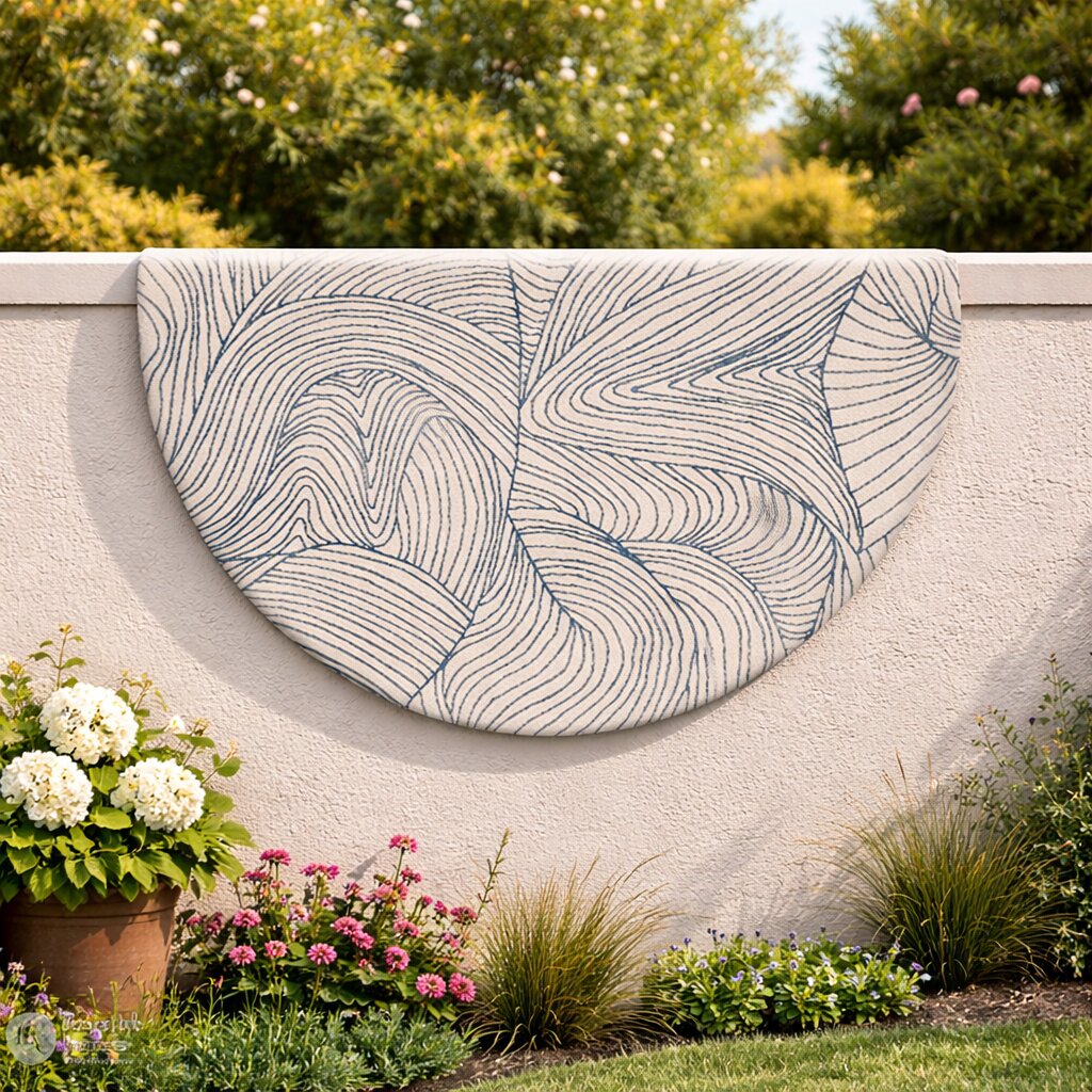 Hand Tufted Round Blue Rug Striped Design Living Room Rug 8x8 9x9 10x10 11x11