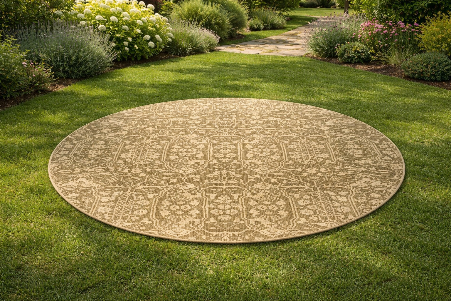 Hand Knotted Round Area Rug in Sage Green Premium Wool Carpet for Bedroom Living Room 8x8 9x9 10x10 11x11