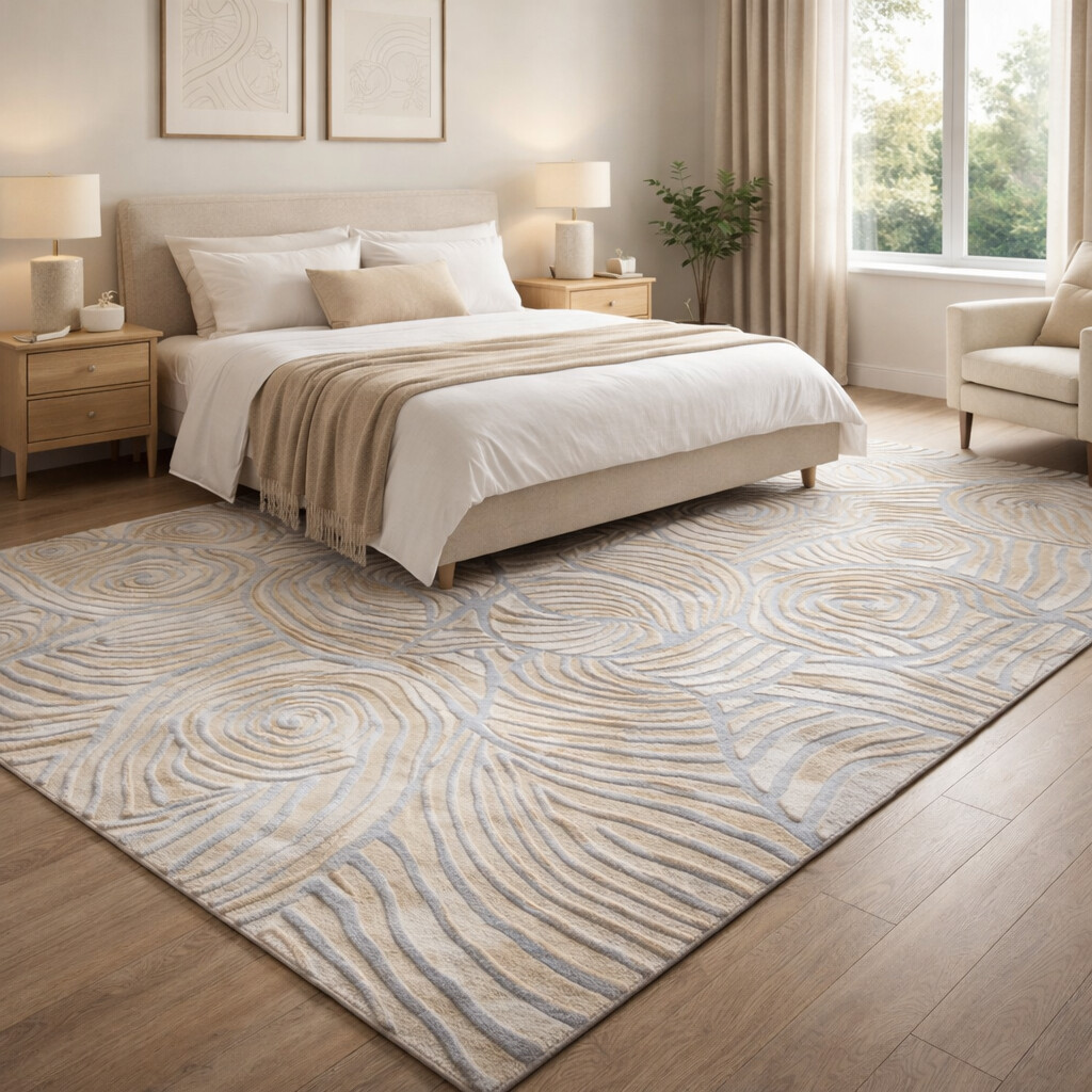 Neutral Spiral Textured Rug