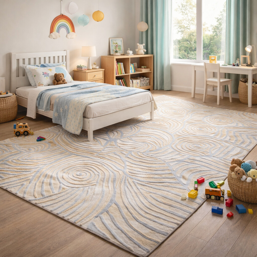 Neutral Spiral Textured Rug