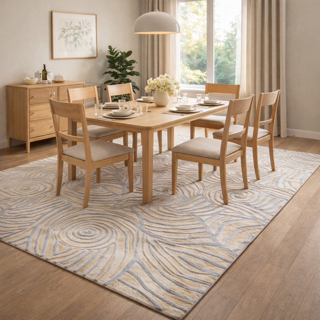 Neutral Spiral Textured Rug