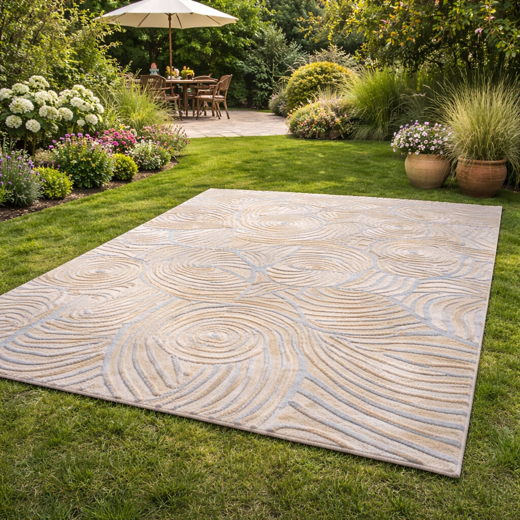 Neutral Spiral Textured Rug