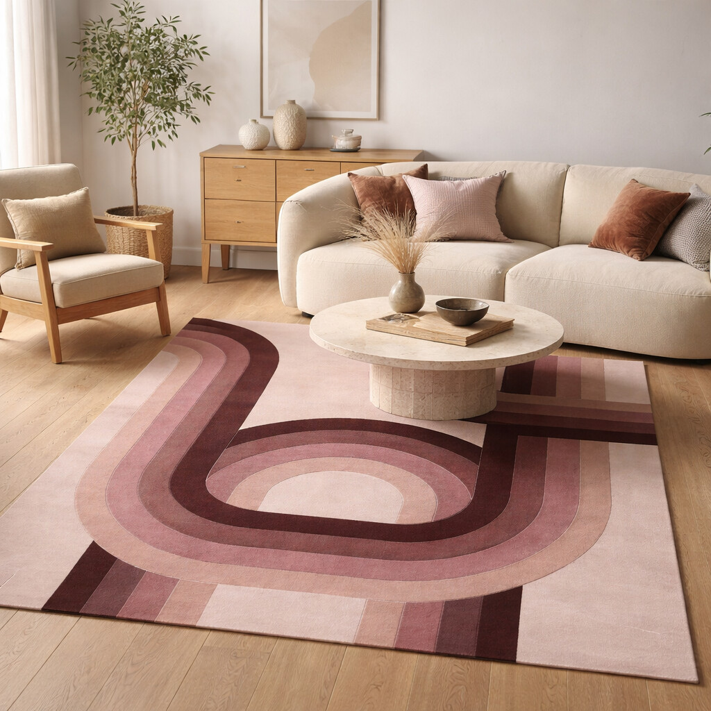Blush Toned Modern Arch Rug